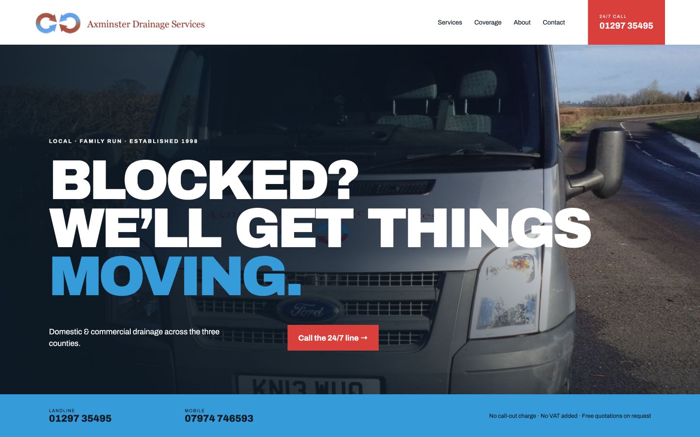 Axminster Drainage Services draft homepage