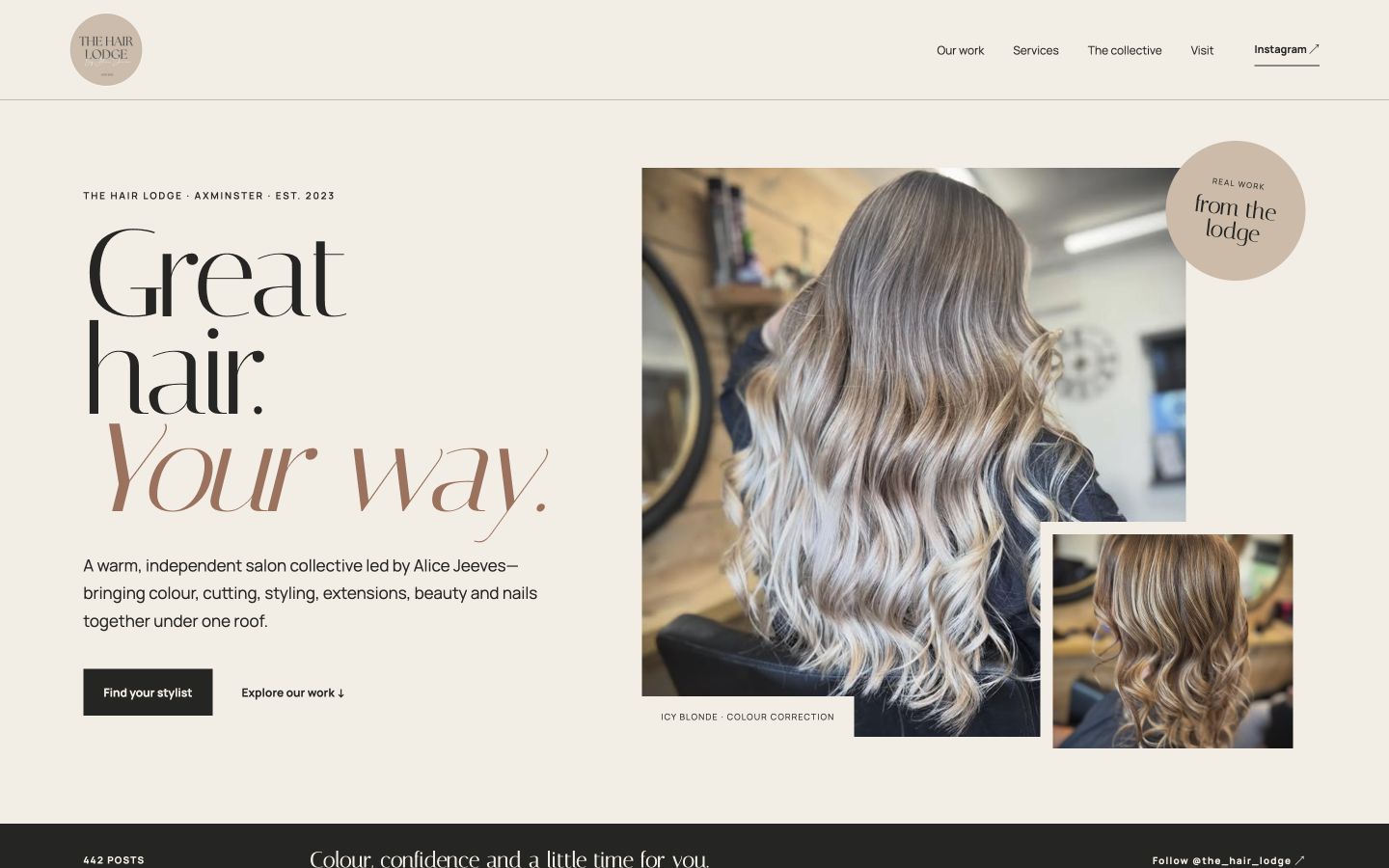 The Hair Lodge draft homepage
