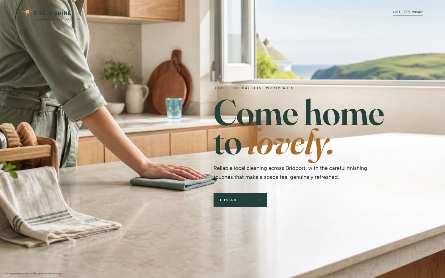 Rise and Shine Cleaning draft homepage